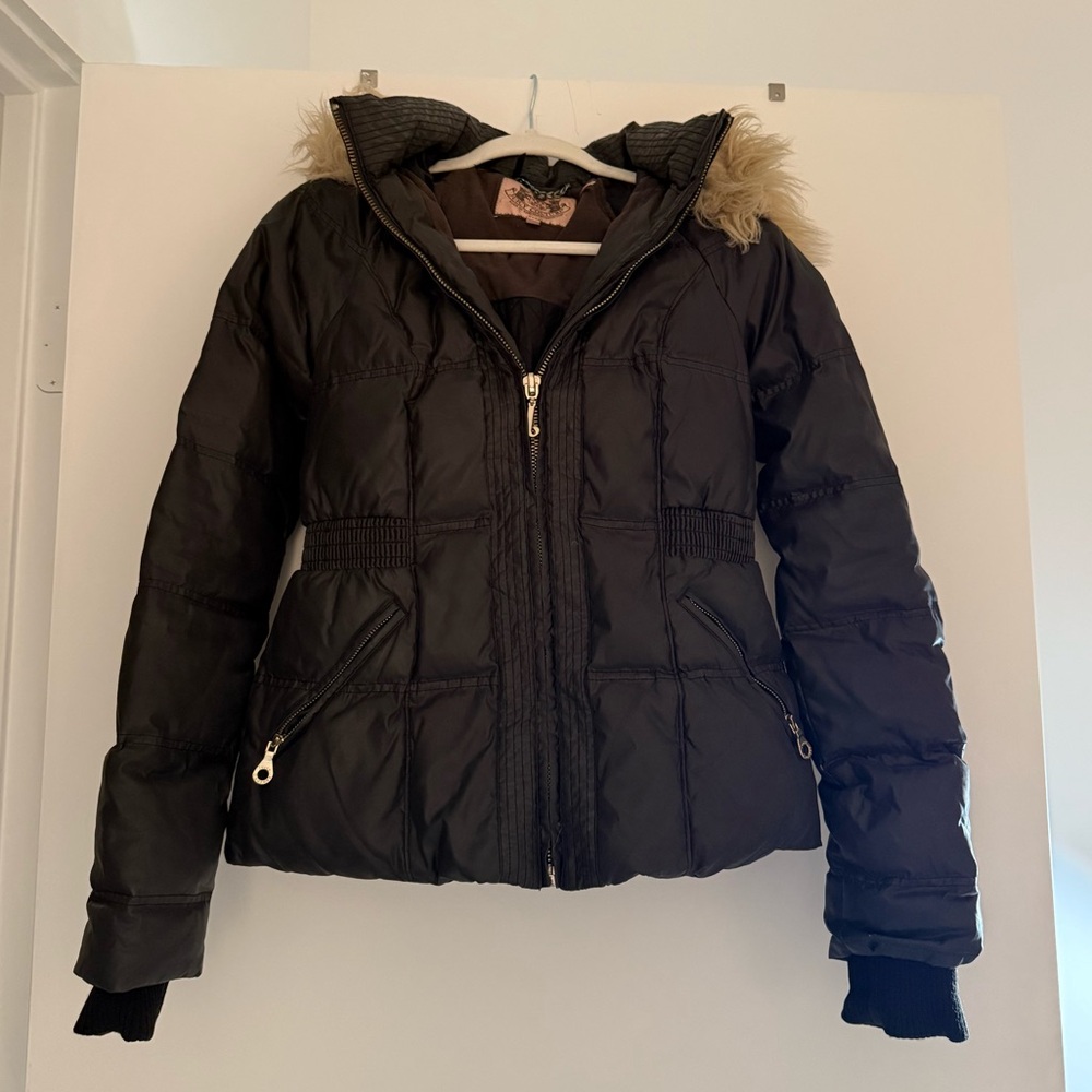 Juicy Couture Puffer Jacket with Fur Hood